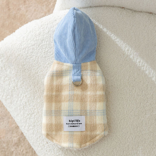 Hooded Plaid Dog Hoodie