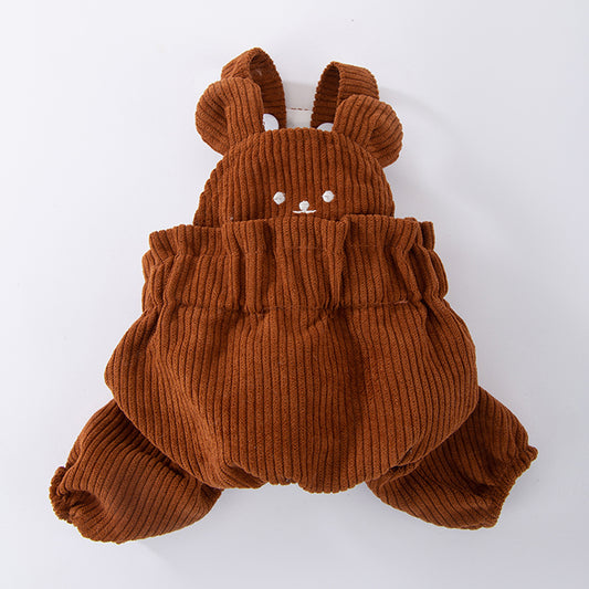 Corduroy Bear Suspender Pants