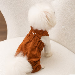 Corduroy Bear Suspender Pants