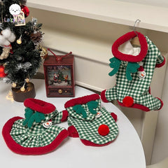 Christmas Snowman Plaid Dog Hoodie