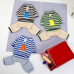 Letter R Striped Dog Jumpsuit