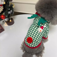 Christmas Snowman Plaid Dog Hoodie