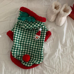 Christmas Snowman Plaid Dog Hoodie