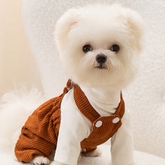 Corduroy Bear Suspender Pants