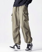 Straight fit vintage cargo pants side view showing adjustable cuff and pocket detail