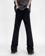 Black classic straight-leg jeans for tall men, back view with clean minimal styling