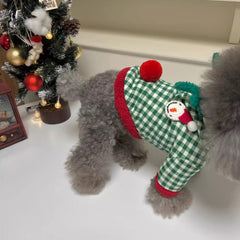 Christmas Snowman Plaid Dog Hoodie