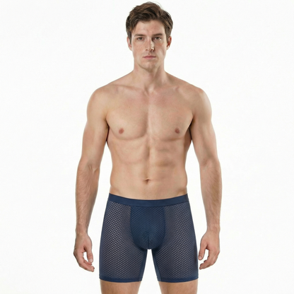 Men's Long Ice Silk Breathable Boxer Briefs