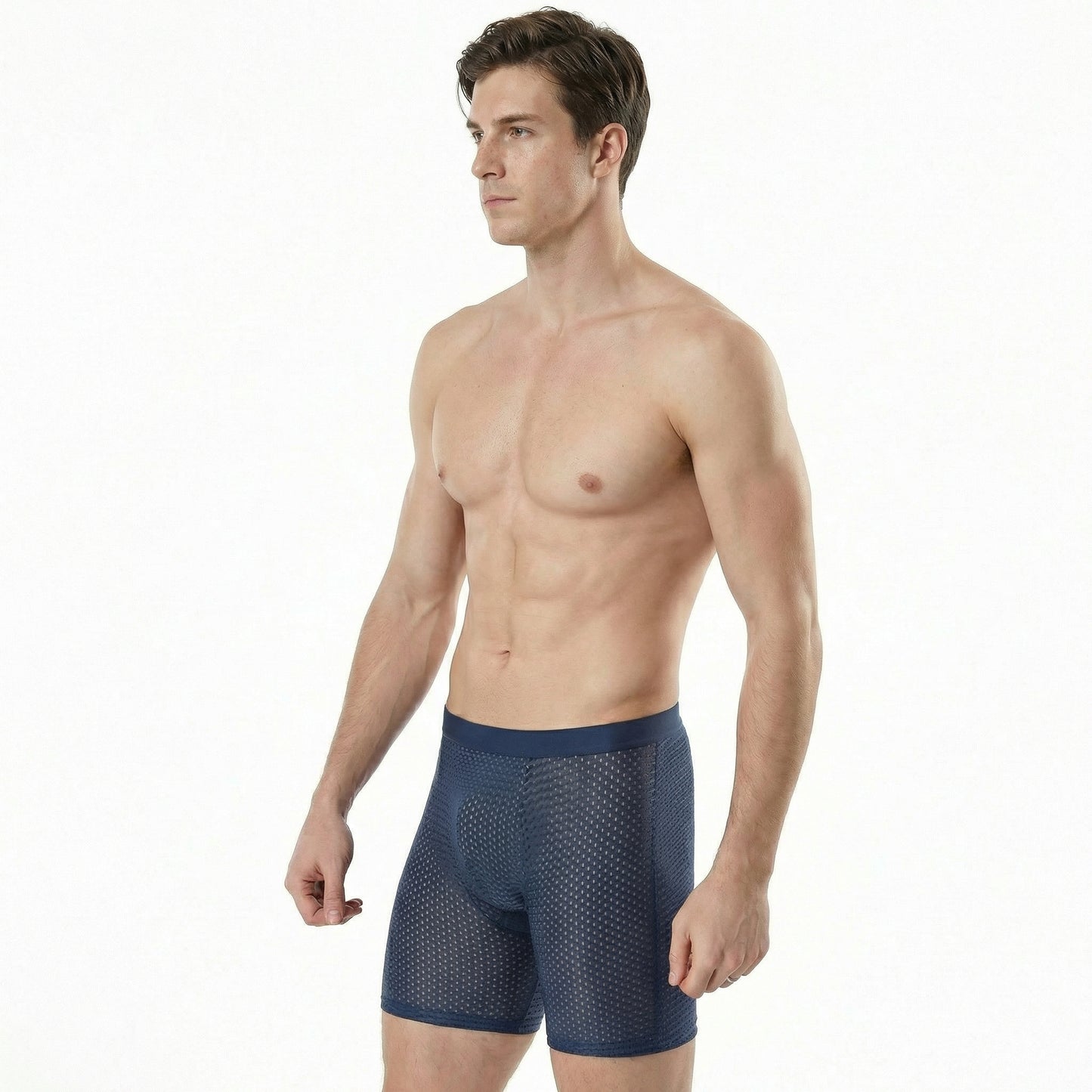 Men's Long Ice Silk Breathable Boxer Briefs