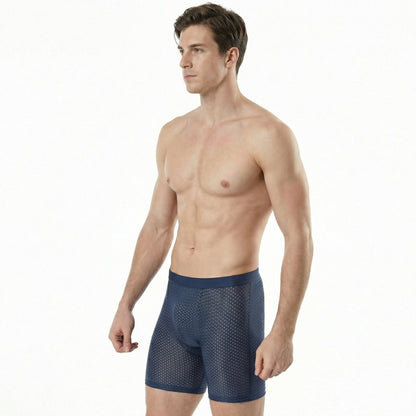 Men's Long Ice Silk Breathable Boxer Briefs