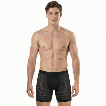Men's Long Ice Silk Breathable Boxer Briefs