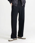 Black pull-on straight leg sweatpants for tall men, front view with minimal clean styling