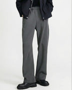 Dark gray pull-on straight leg sweatpants for tall men, front view with smart casual minimal styling