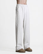White pull-on straight leg sweatpants for tall men, side view showing relaxed straight fit